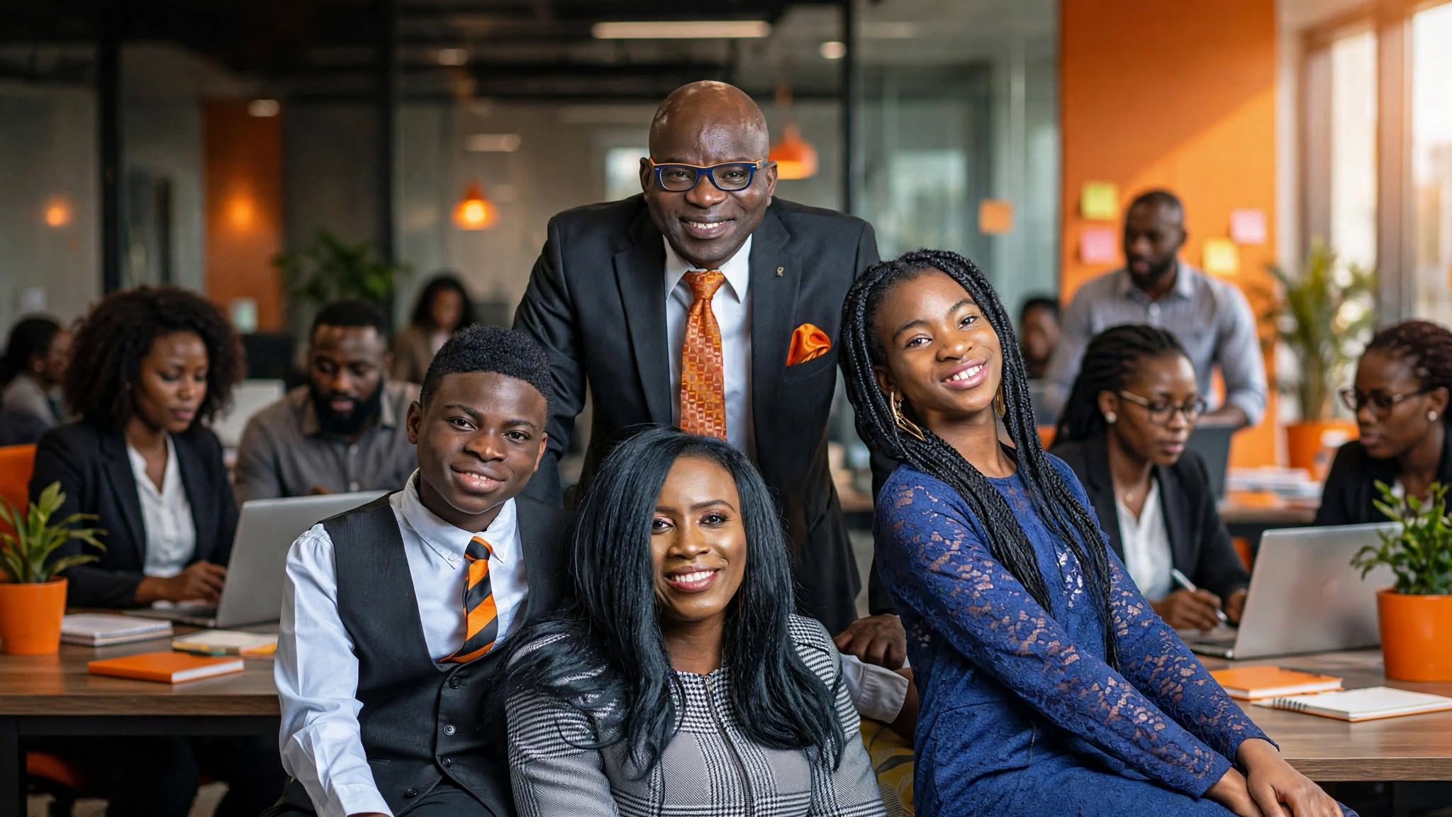 The OrangeBridge team in their Lagos office